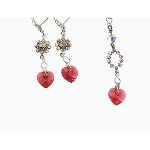 Beautiful Unique Custom Swarovski Crystal Hearts Necklace & Earrings